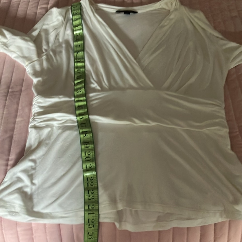 Brooks Brothers cream stretch jersey faux wrap top M - Picture 7 of 7